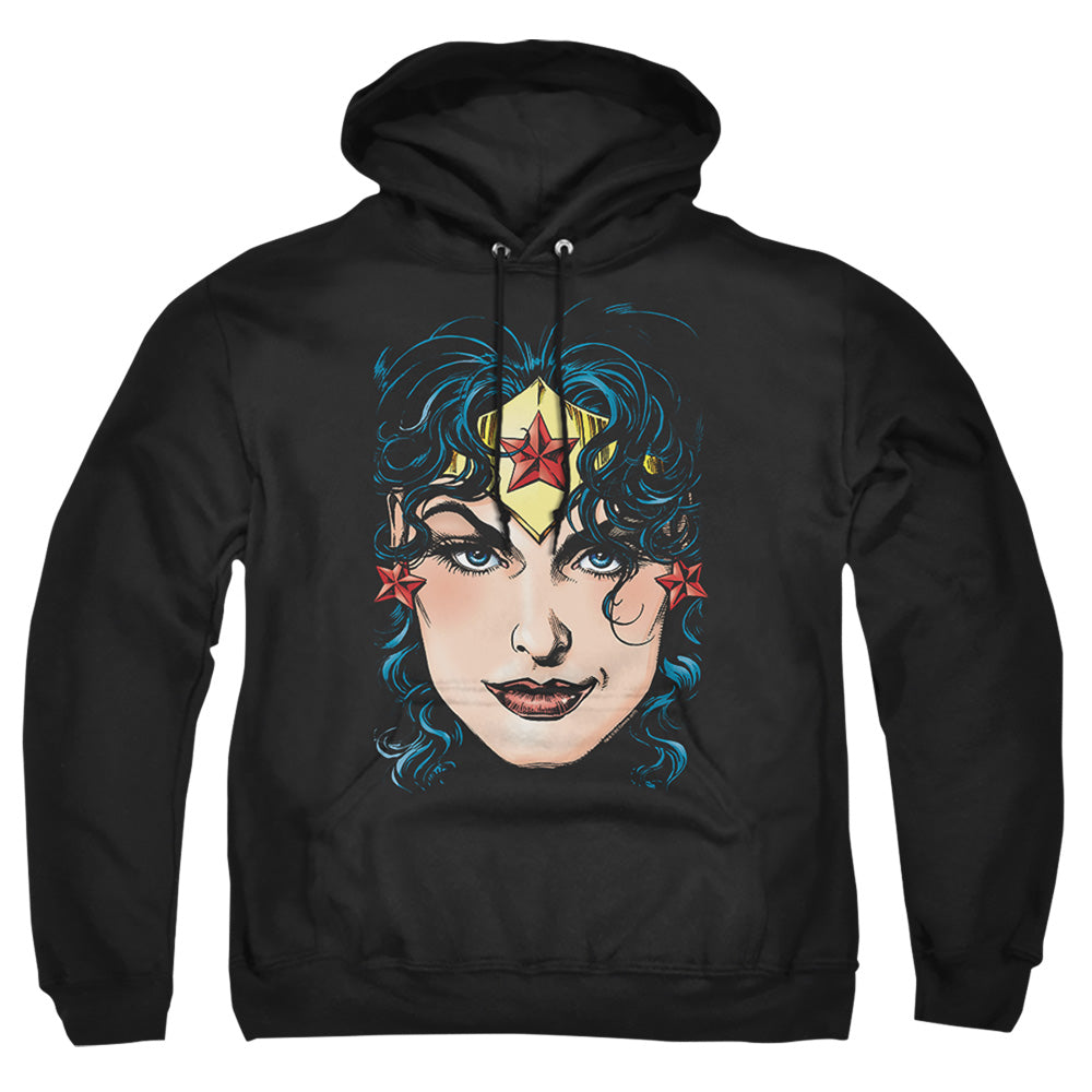 Dco Justice League Of America Wonder Woman Head Mens Hoodie Black Officially Licensed