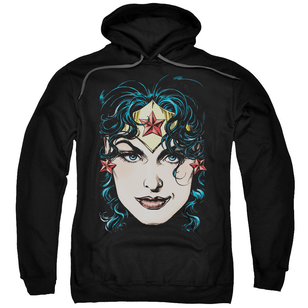 DCO Justice League Wonder Woman Head Mens Hoodie Black Officially Licensed