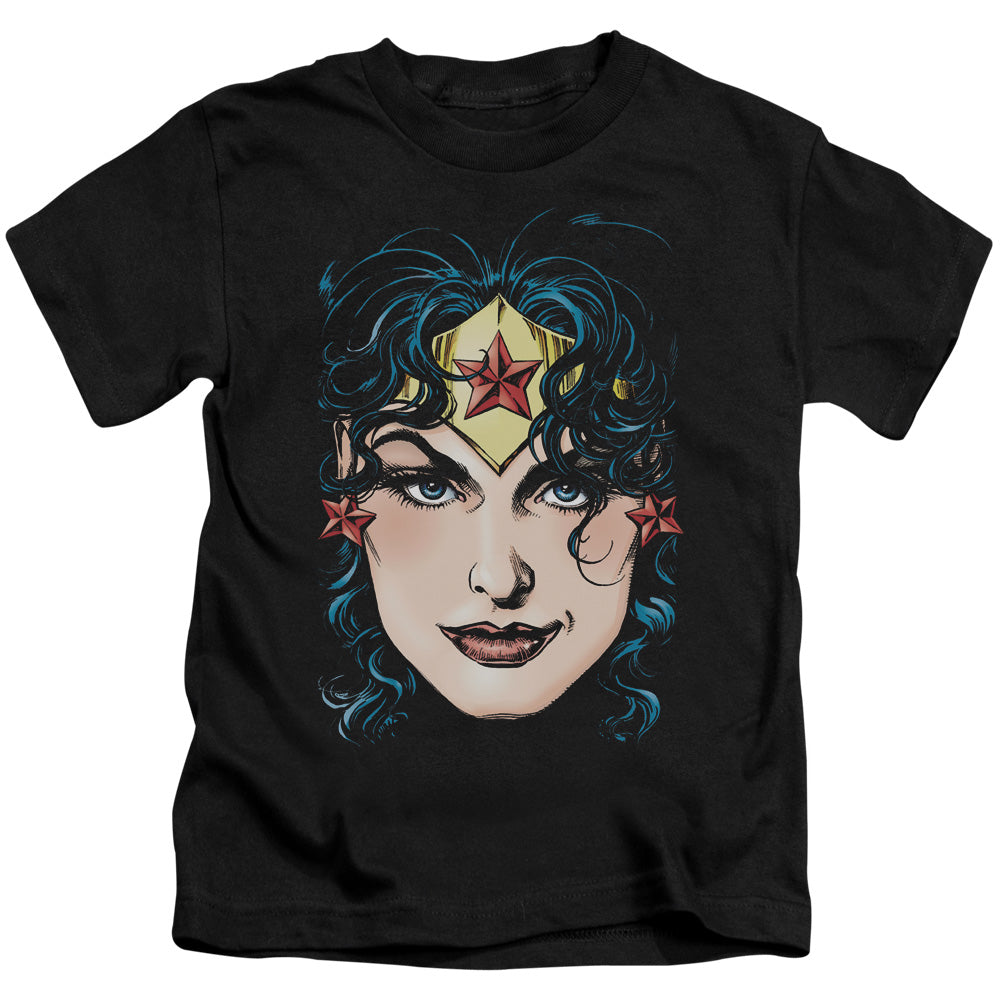 DCO Justice League Wonder Woman Head Juvenile Kids Youth T Shirt Black Officially Licensed