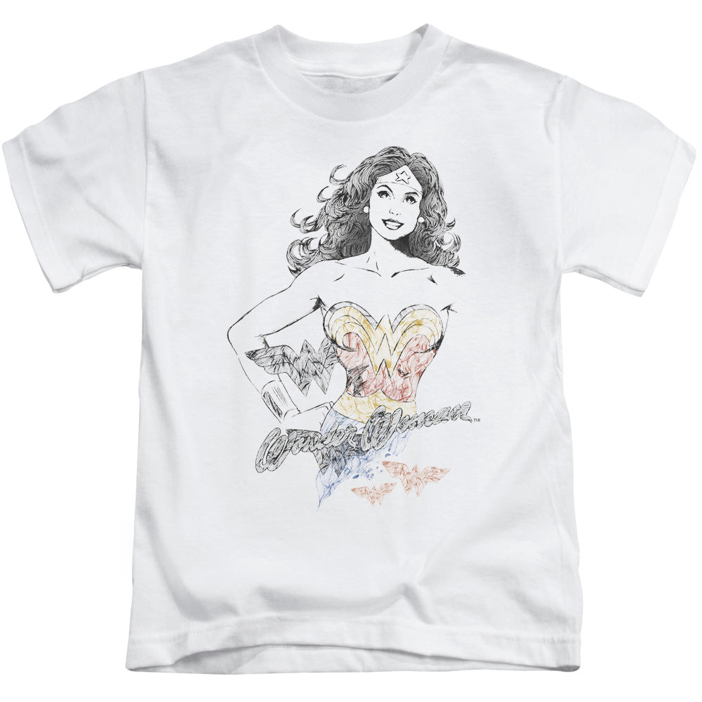 DCO Justice League Wonder Squiggles Juvenile Kids Youth T Shirt White Officially Licensed