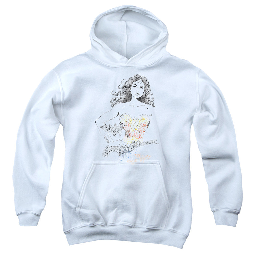 DCO Justice League Wonder Squiggles Kids Youth Hoodie White Officially Licensed