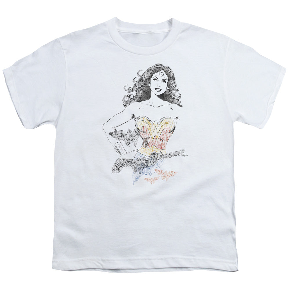 DCO Justice League Wonder Squiggles Kids Youth T Shirt White Officially Licensed