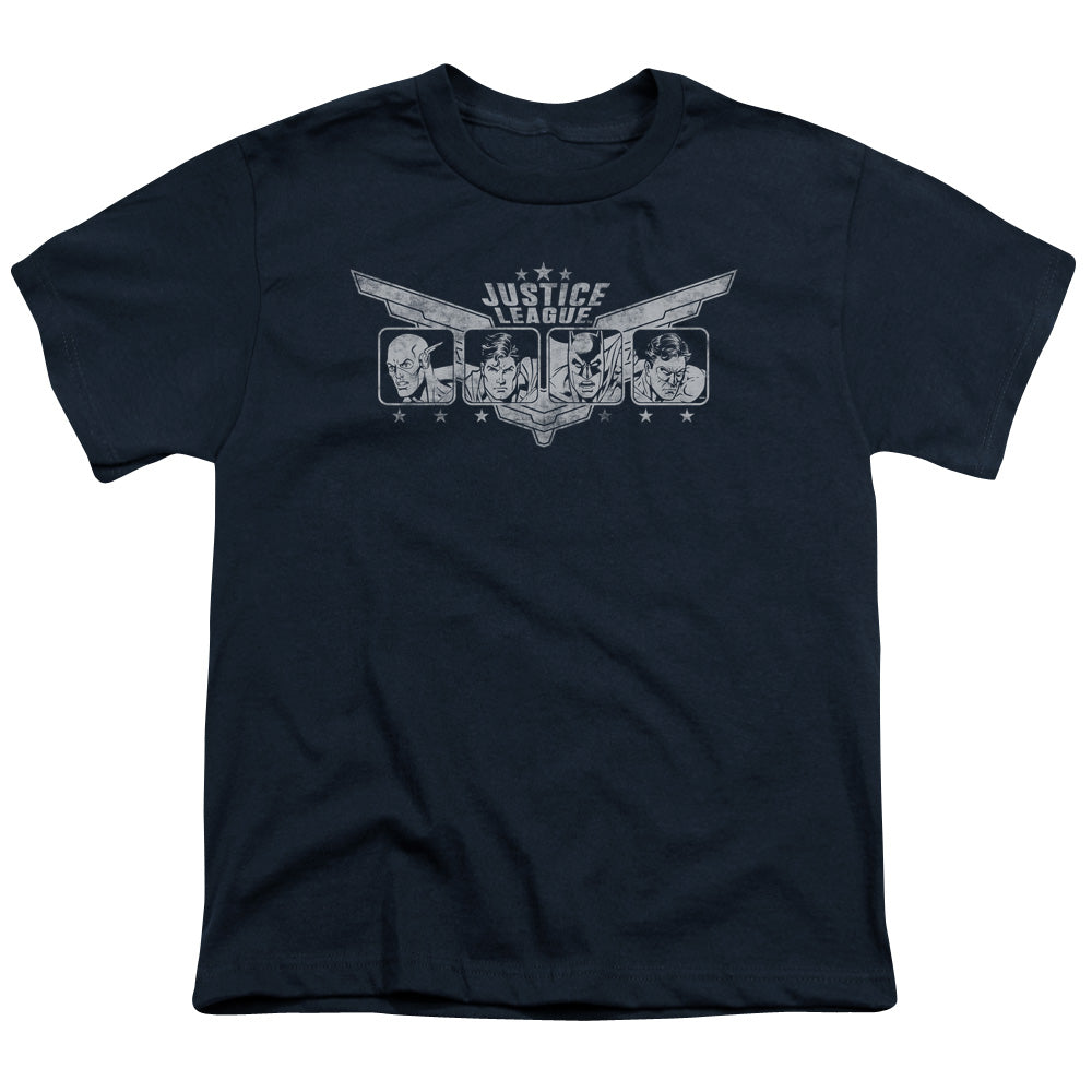 Justice League Justice Wings Kids Youth T Shirt Navy Blue Blue Officially Licensed