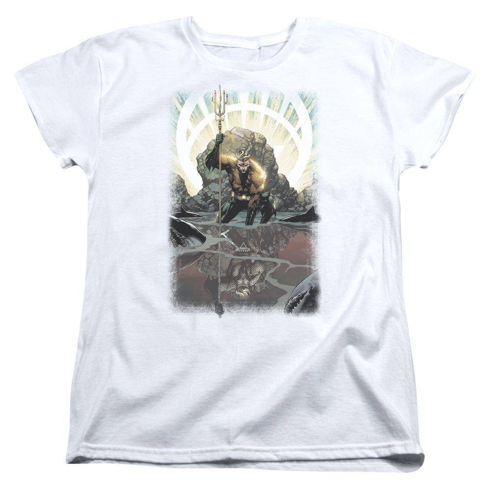 Justice League Brightest Day Aquaman Womens T Shirt White Officially Licensed