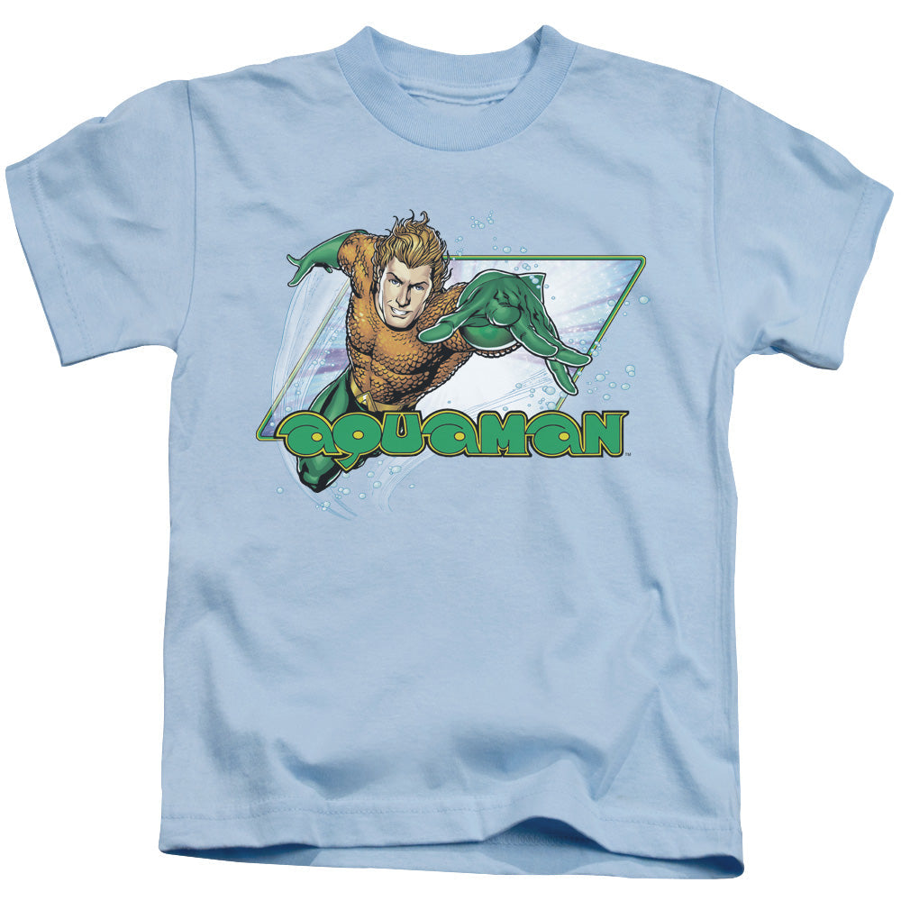 Justice League Aquaman Juvenile Kids Youth T Shirt Light Blue Officially Licensed