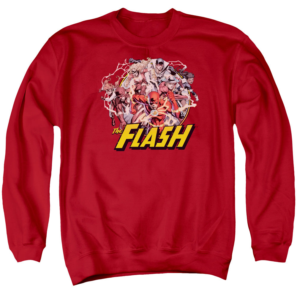 Justice League Of America Flash Family Mens Crewneck Sweatshirt Red Officially Licensed
