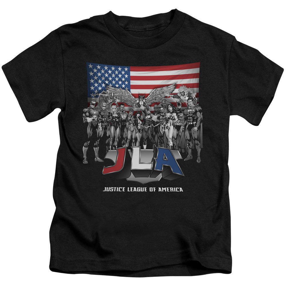 Justice League All American League Juvenile Kids Youth T Shirt Black Officially Licensed
