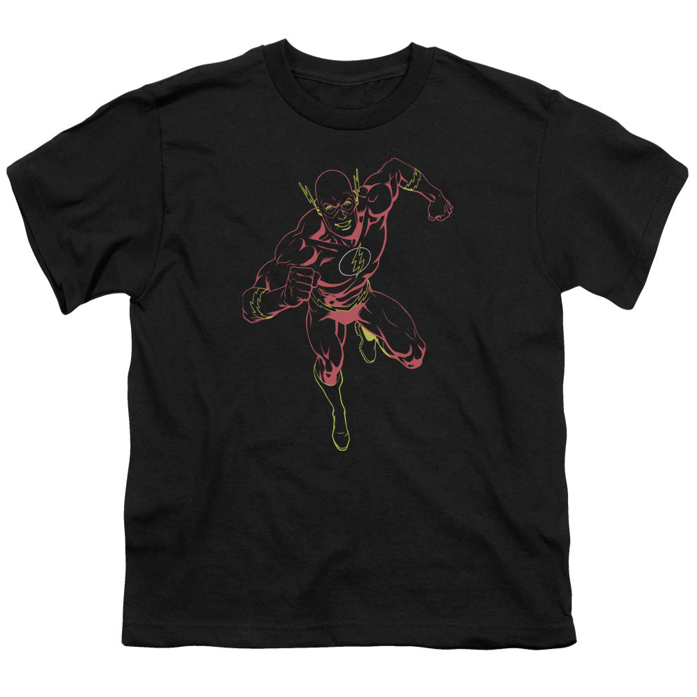 Justice League Neon Flash Kids Youth T Shirt Black Officially Licensed