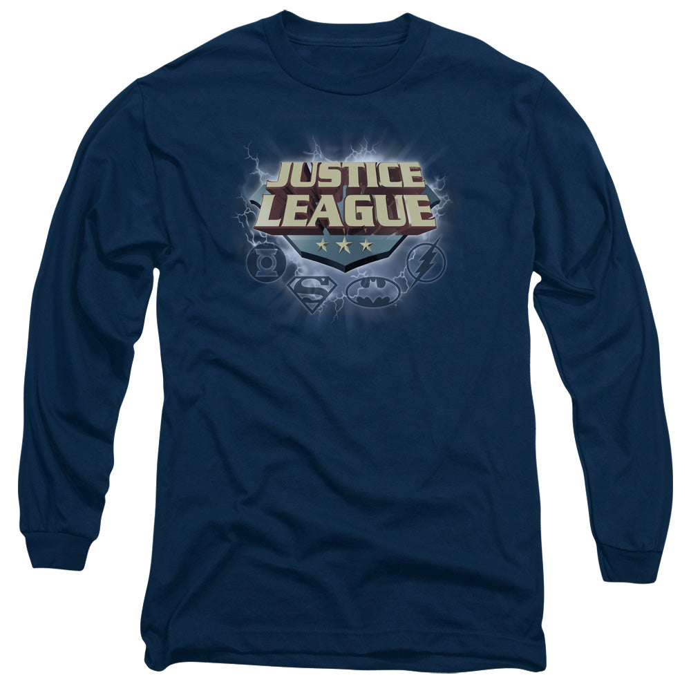 Jla Storm Logo Mens Long Sleeve Shirt Navy Officially Licensed