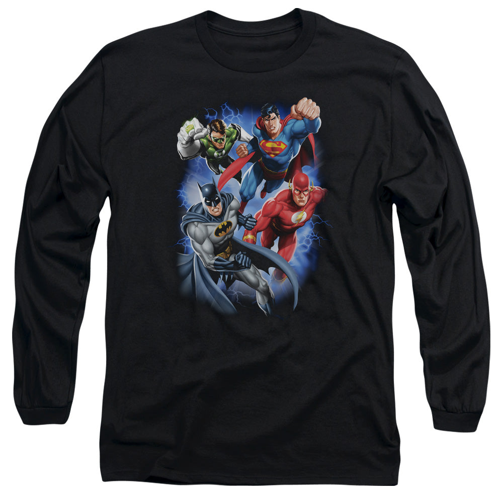 Justice League Storm Makers Mens Long Sleeve Shirt Black Officially Licensed