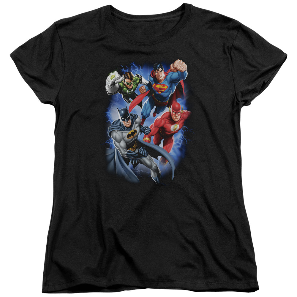 Justice League Storm Makers Womens T Shirt Black Officially Licensed