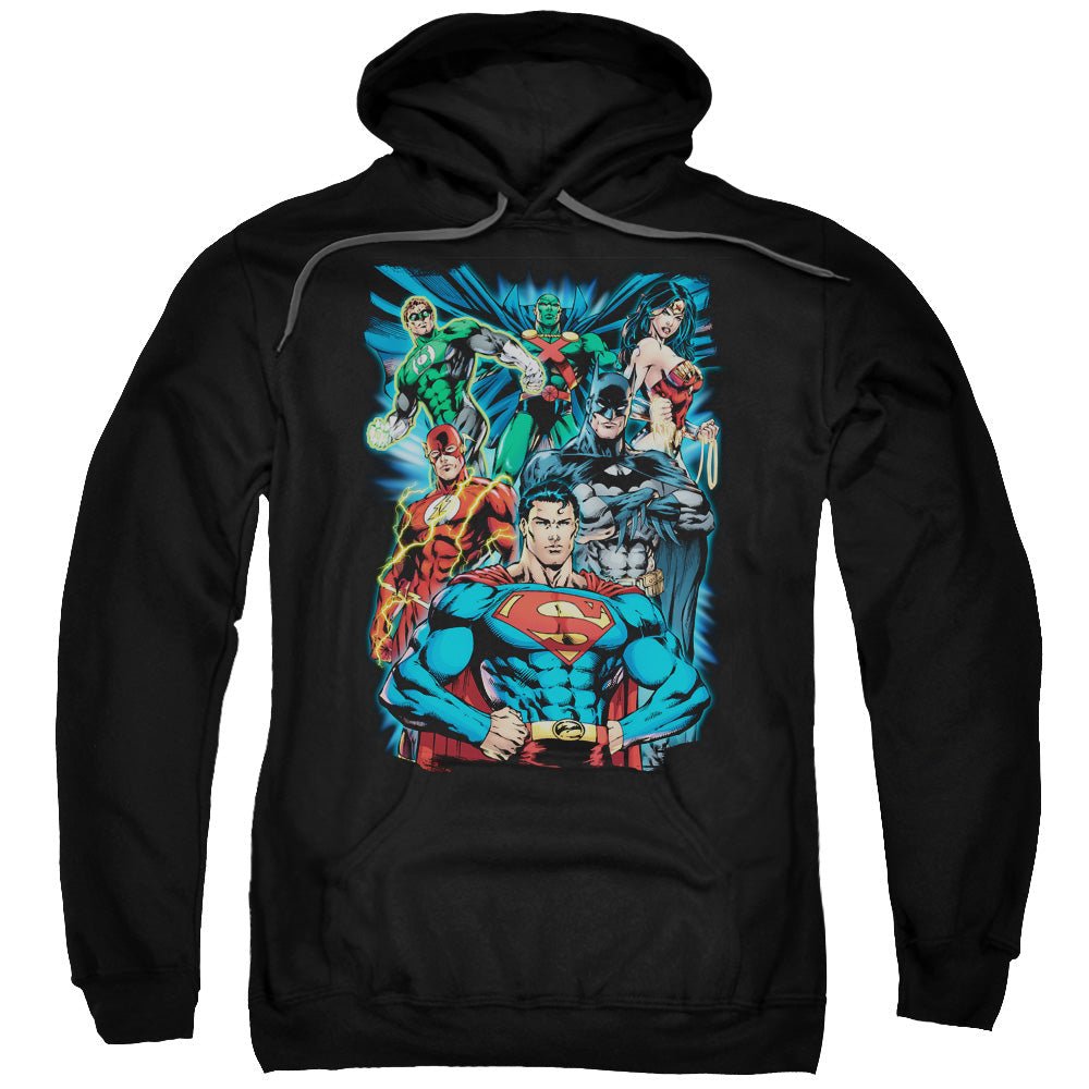 Justice League Justice is Served Mens Hoodie Black Officially Licensed