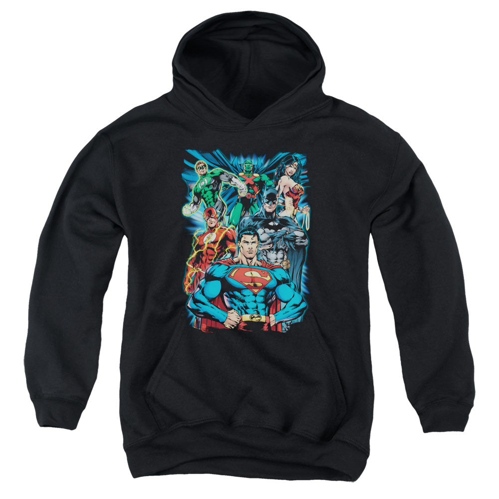 Justice League Justice is Served Kids Youth Hoodie Black Officially Licensed