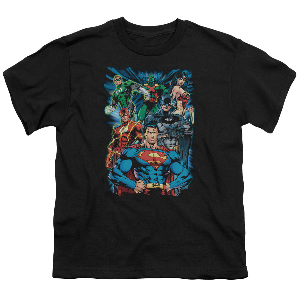 Justice League Justice is Served Kids Youth T Shirt Black Officially Licensed