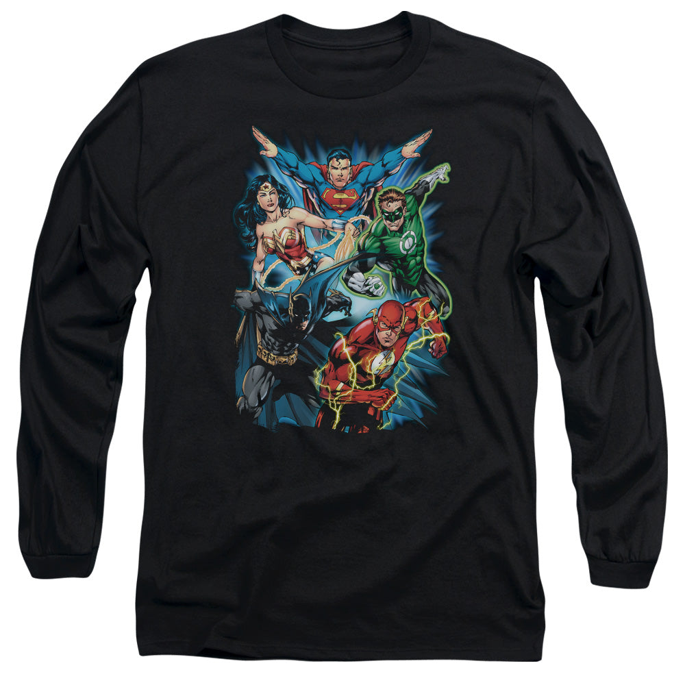 Justice League Jl Assemble Mens Long Sleeve Shirt Black Officially Licensed