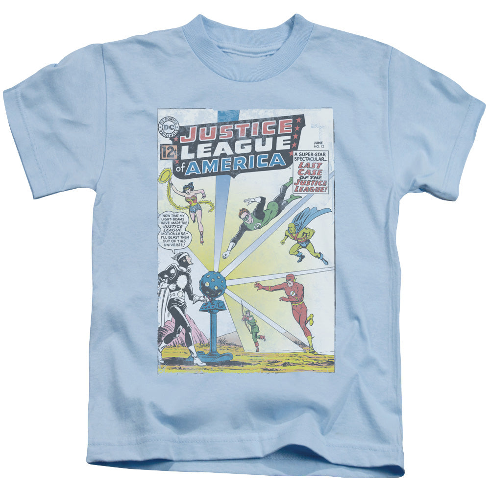 Justice League Vintage Cover 12 Juvenile Kids Youth T Shirt Light Blue Officially Licensed