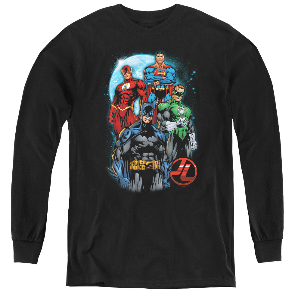 Justice League the Four Long Sleeve Kids Youth T Shirt Black Officially Licensed