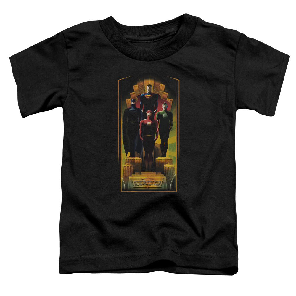 Justice League Deco Toddler Kids Youth T Shirt Black Officially Licensed