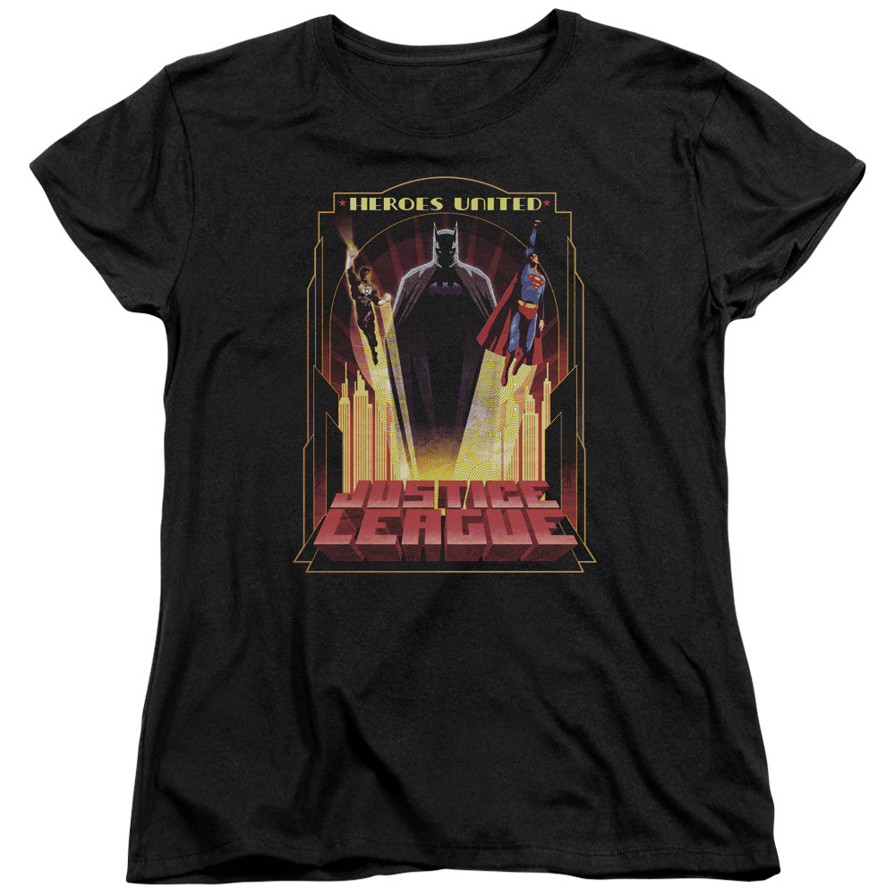 Justice League Heroes United Womens T Shirt Black Officially Licensed