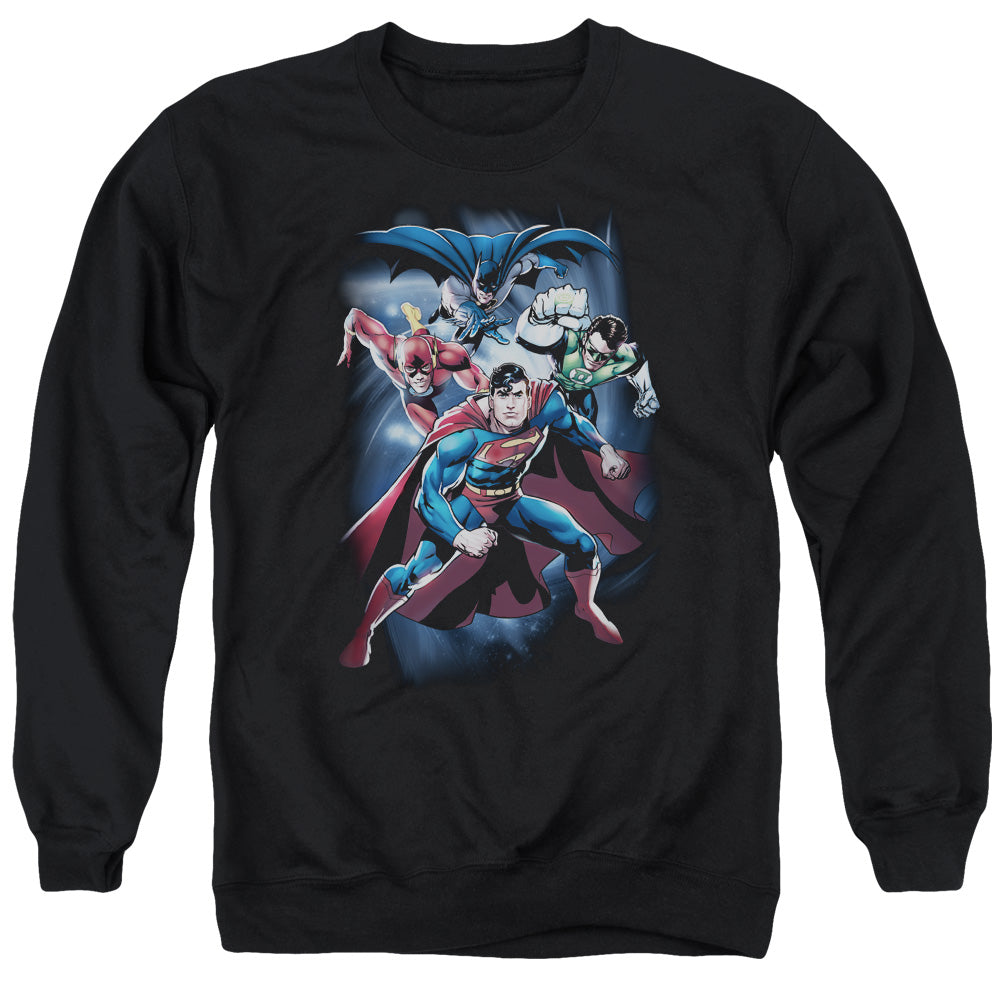 Justice League Coic Crew Mens Crewneck Sweatshirt Black Officially Licensed