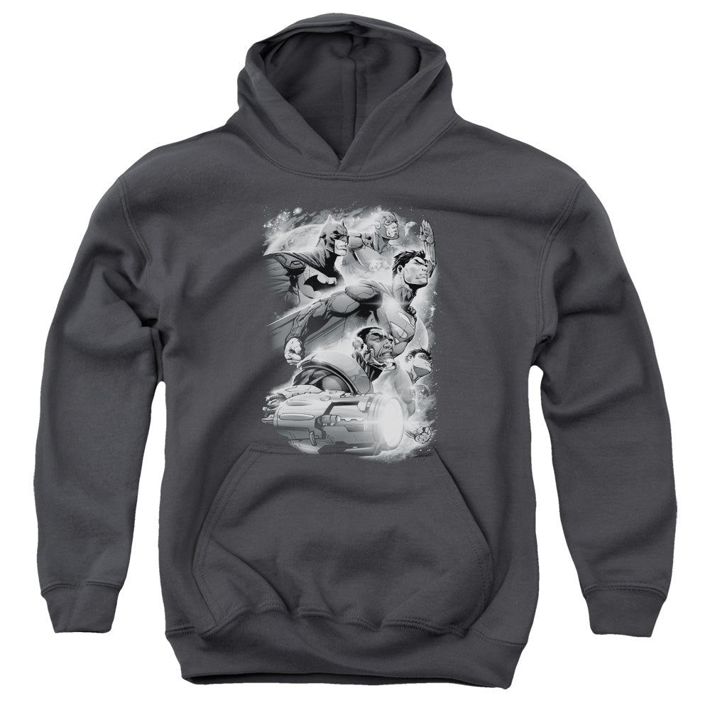 Justice League Atmospheric Kids Youth Hoodie Charcoal Officially Licensed