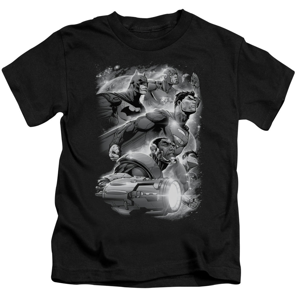 Justice League Atmospheric Juvenile Kids Youth T Shirt Black Officially Licensed