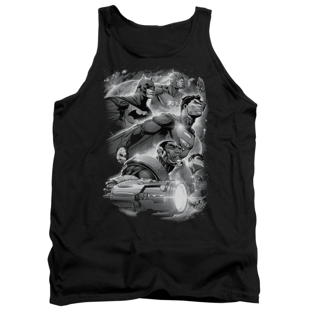 Justice League Atmospheric Mens Tank Top Shirt Black Officially Licensed
