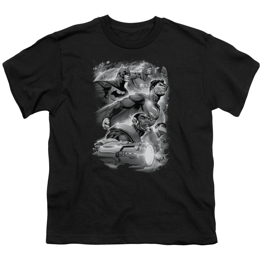 Justice League Atmospheric Kids Youth T Shirt Black Officially Licensed
