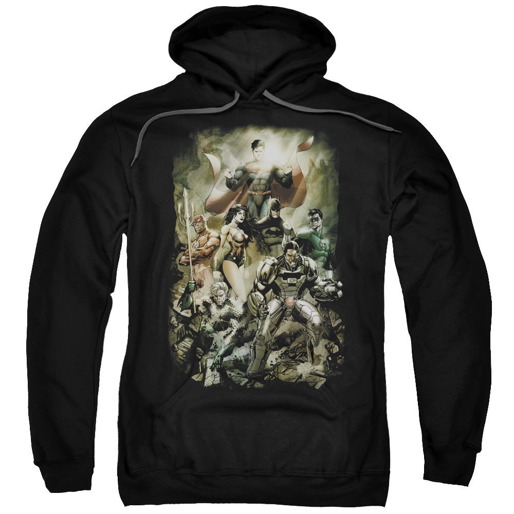 Justice League Aftermath Mens Hoodie Black Officially Licensed