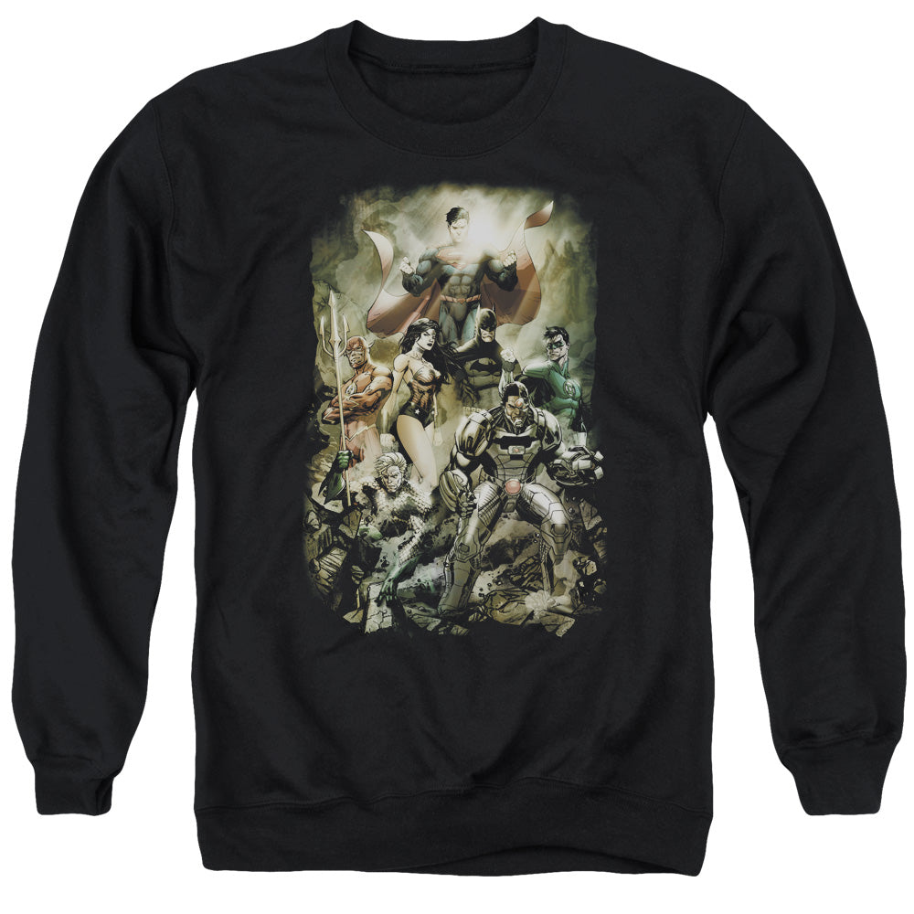 Justice League Of America Aftermath Mens Crewneck Sweatshirt Black Officially Licensed