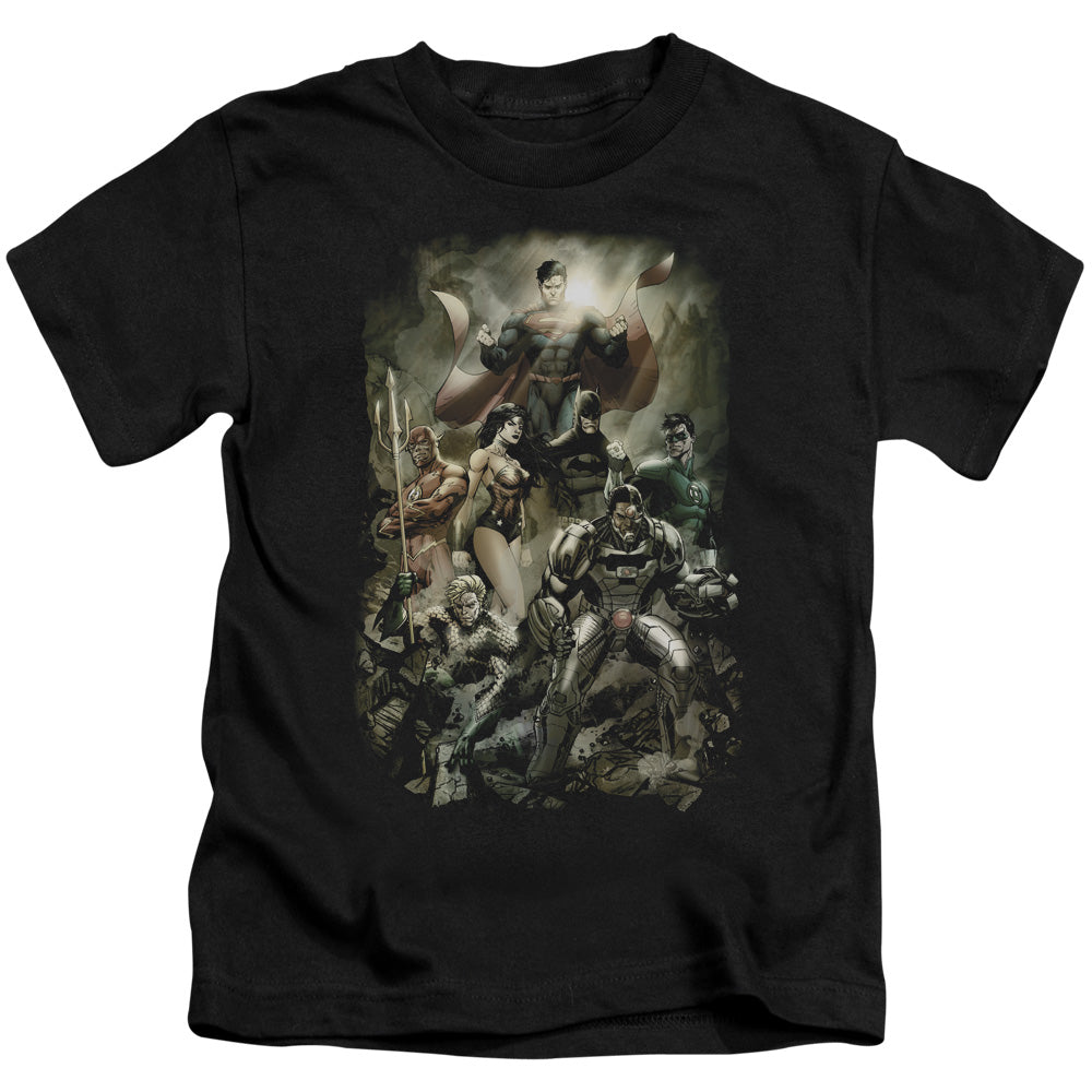 Justice League Aftermath Juvenile Kids Youth T Shirt Black Officially Licensed