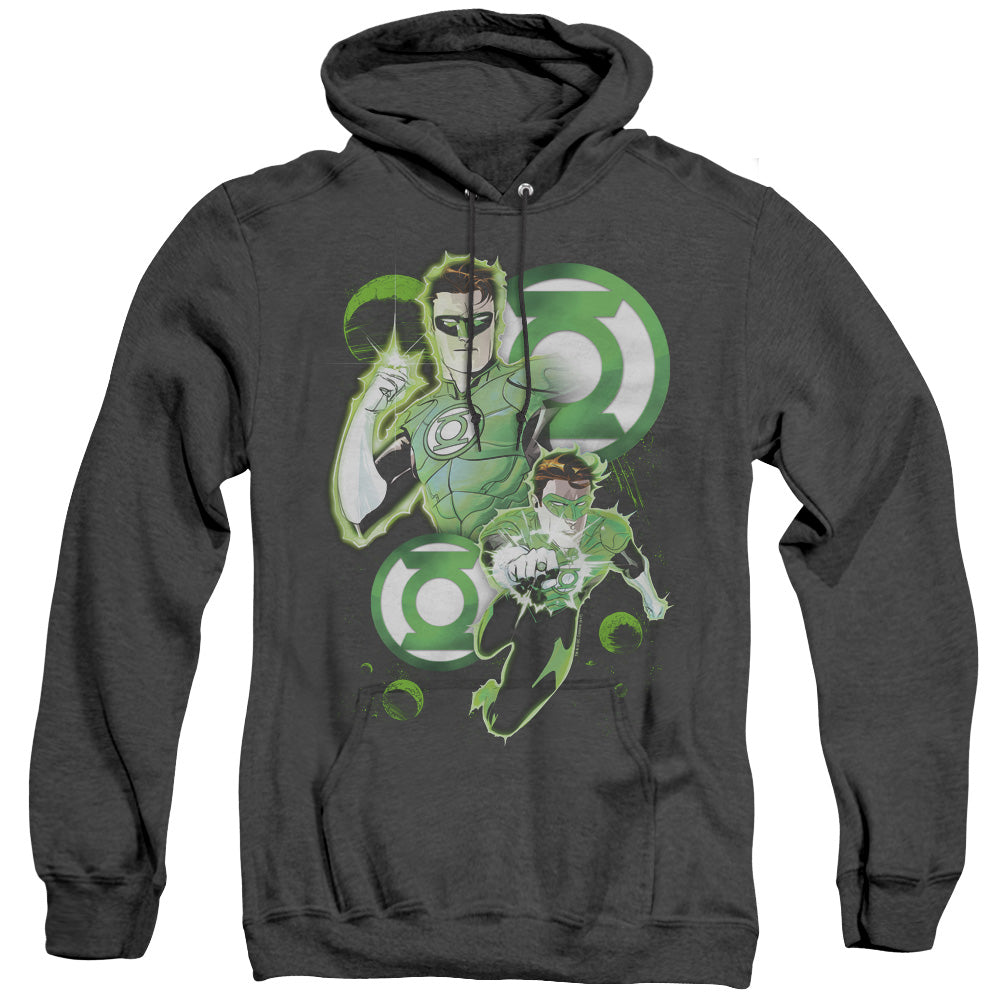 Justice League Gl in Action Heather Mens Hoodie Black Officially Licensed