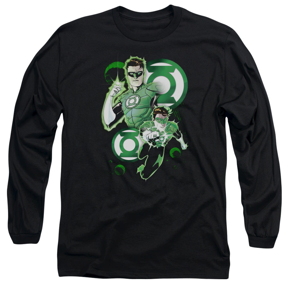 Justice League Gl in Action Mens Long Sleeve Shirt Black Officially Licensed