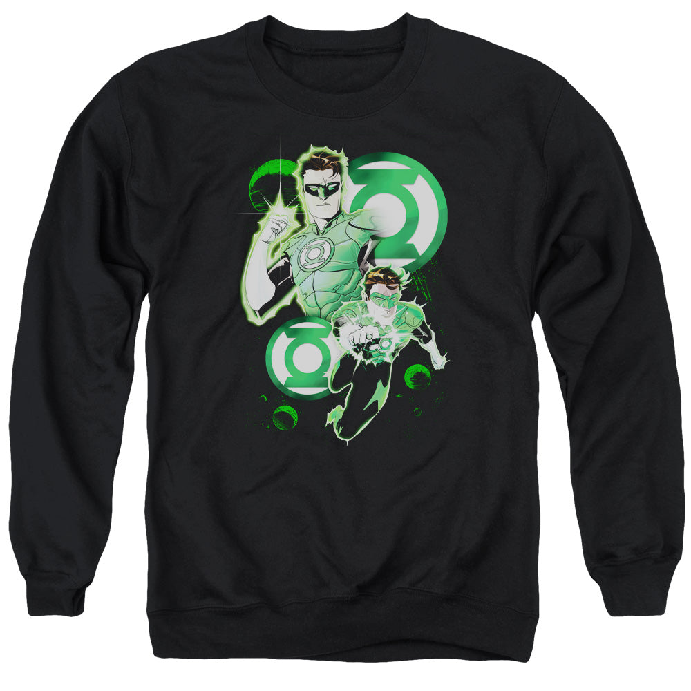 Justice League Gl in Action Mens Crewneck Sweatshirt Black Officially Licensed