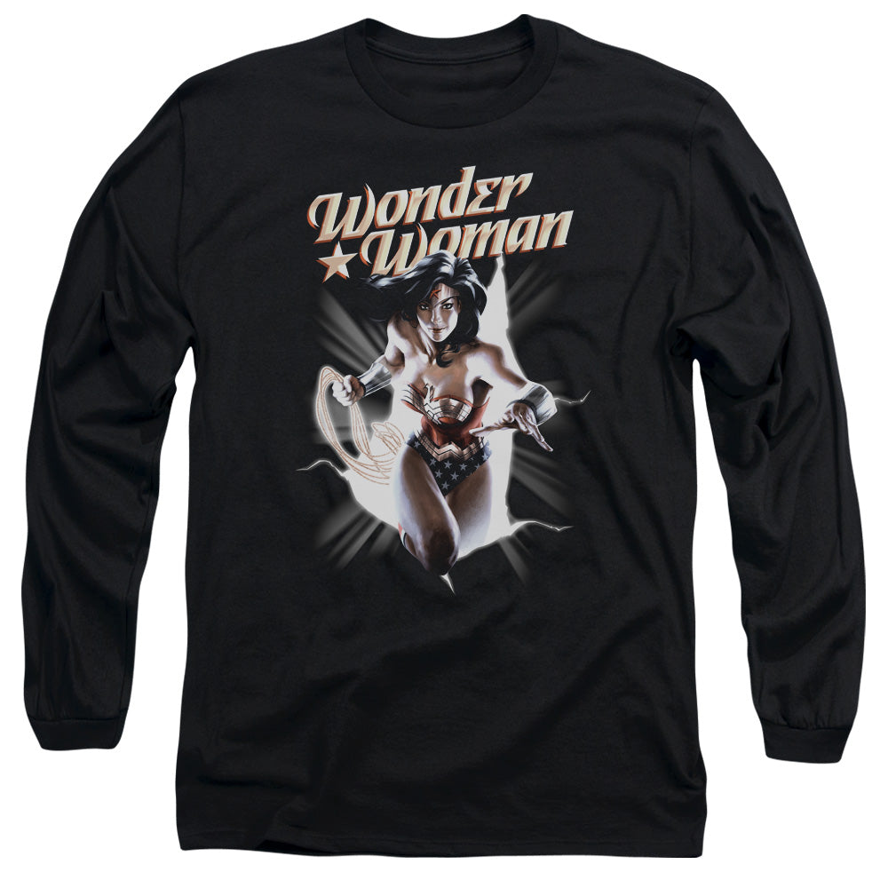 Jla Ww Break Out Mens Long Sleeve Shirt Black Officially Licensed