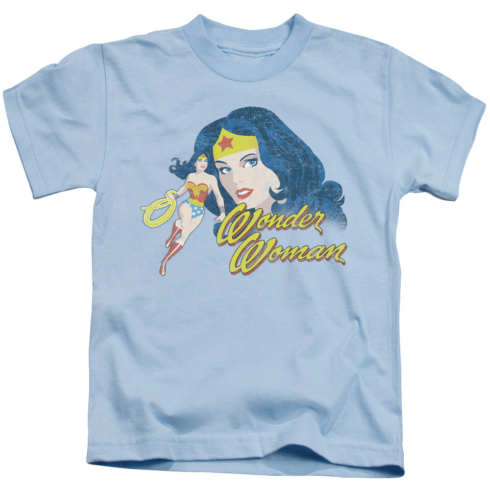 Justice League Portrait Juvenile Kids Youth T Shirt Light Blue Officially Licensed