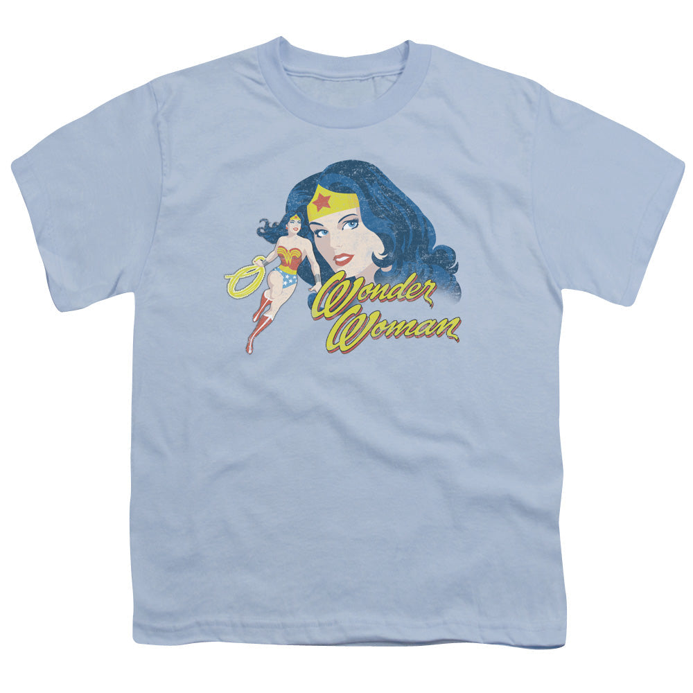 Justice League Portrait Kids Youth T Shirt Light Blue Officially Licensed