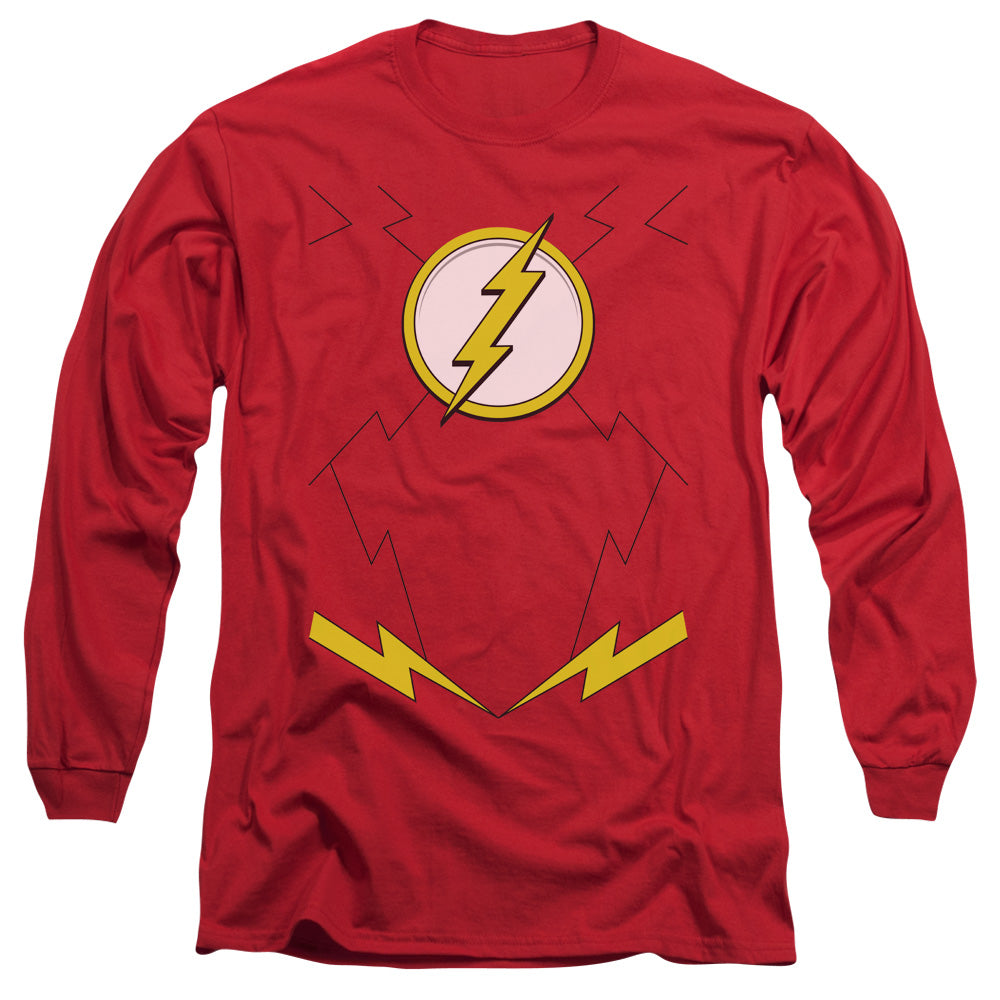 Justice League New Flash Uniform Mens Long Sleeve Shirt Red Officially Licensed