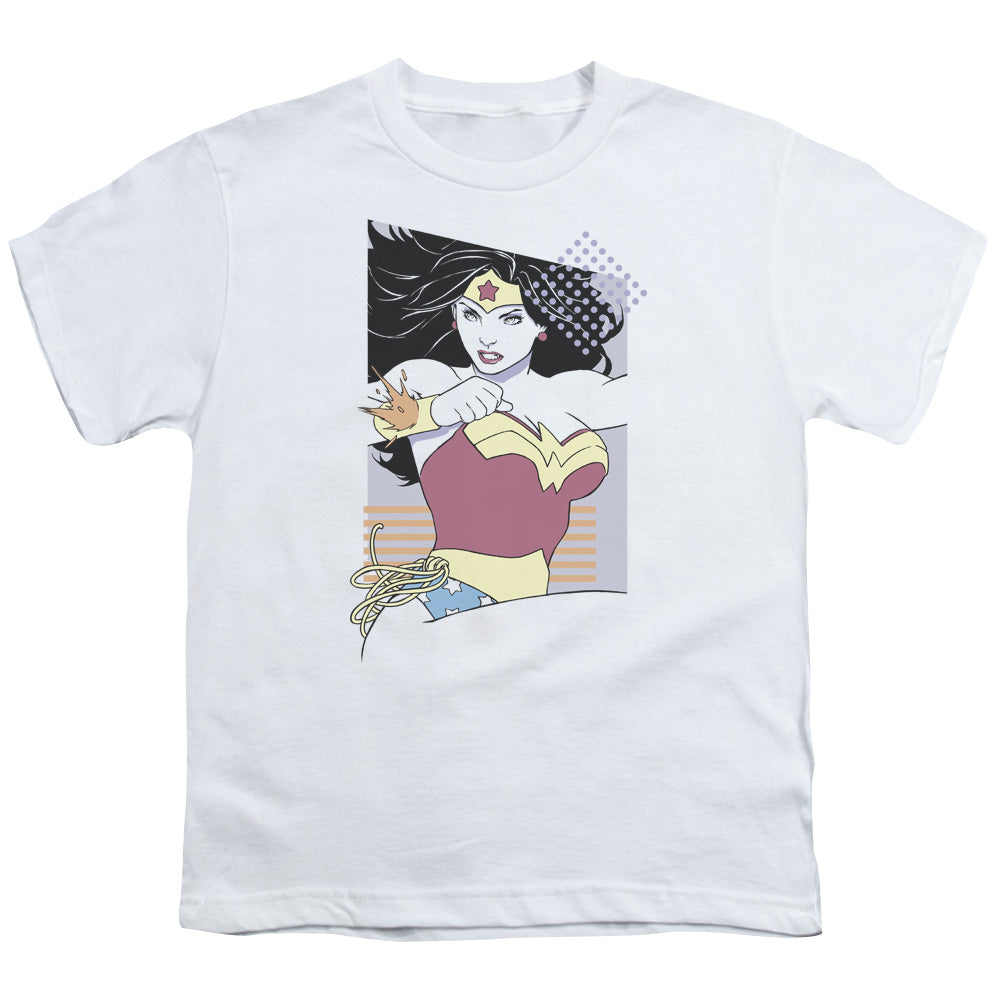 Justice League Ww 80s Minimal Kids Youth T Shirt White Officially Licensed