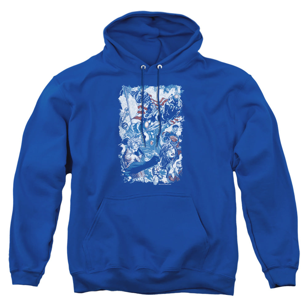 Justice League Of America American Justice Mens Hoodie Royal Officially Licensed