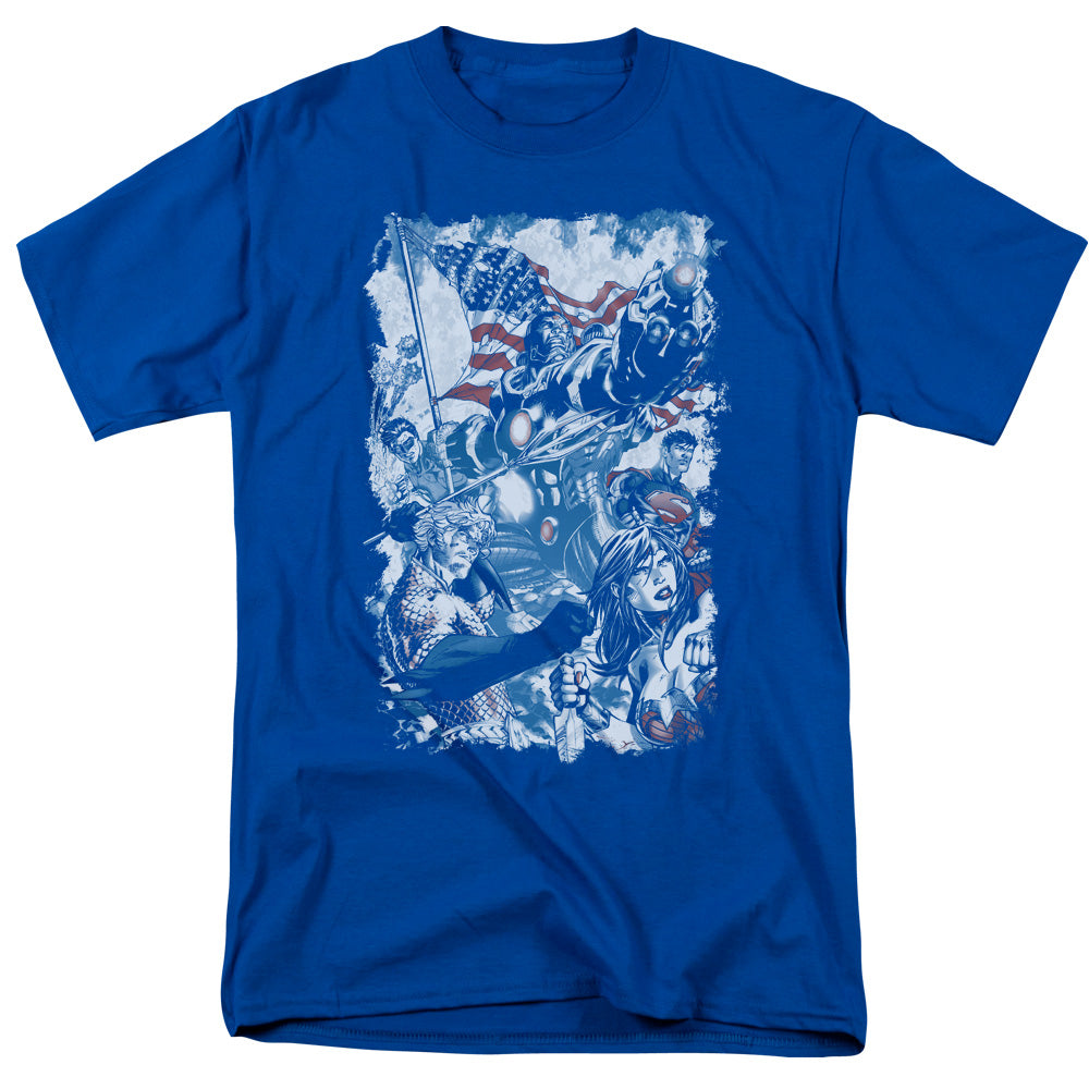 Justice League Of America American Justice Mens T Shirt Royal Blue Officially Licensed