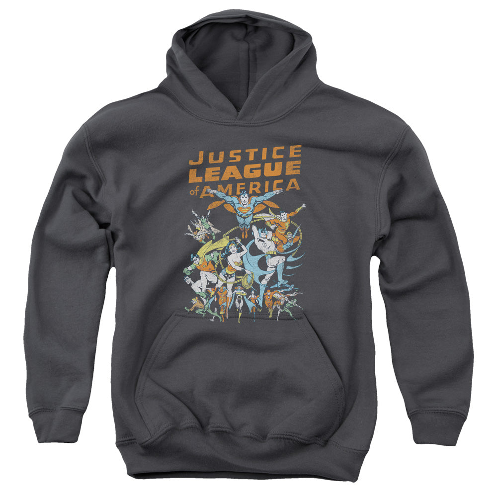 Justice League Big Group Kids Youth Hoodie Charcoal Officially Licensed
