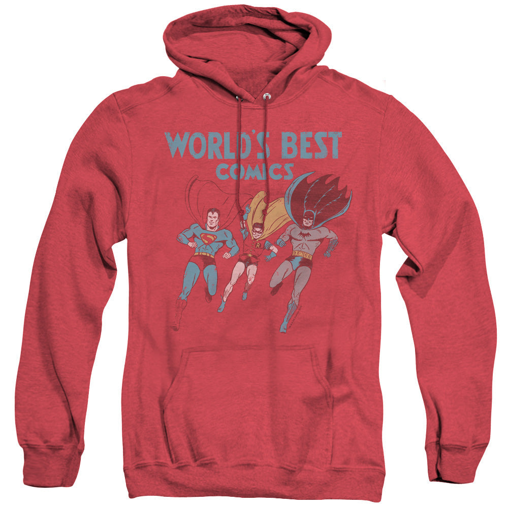 Justice League Worlds Best Heather Mens Hoodie Red Officially Licensed