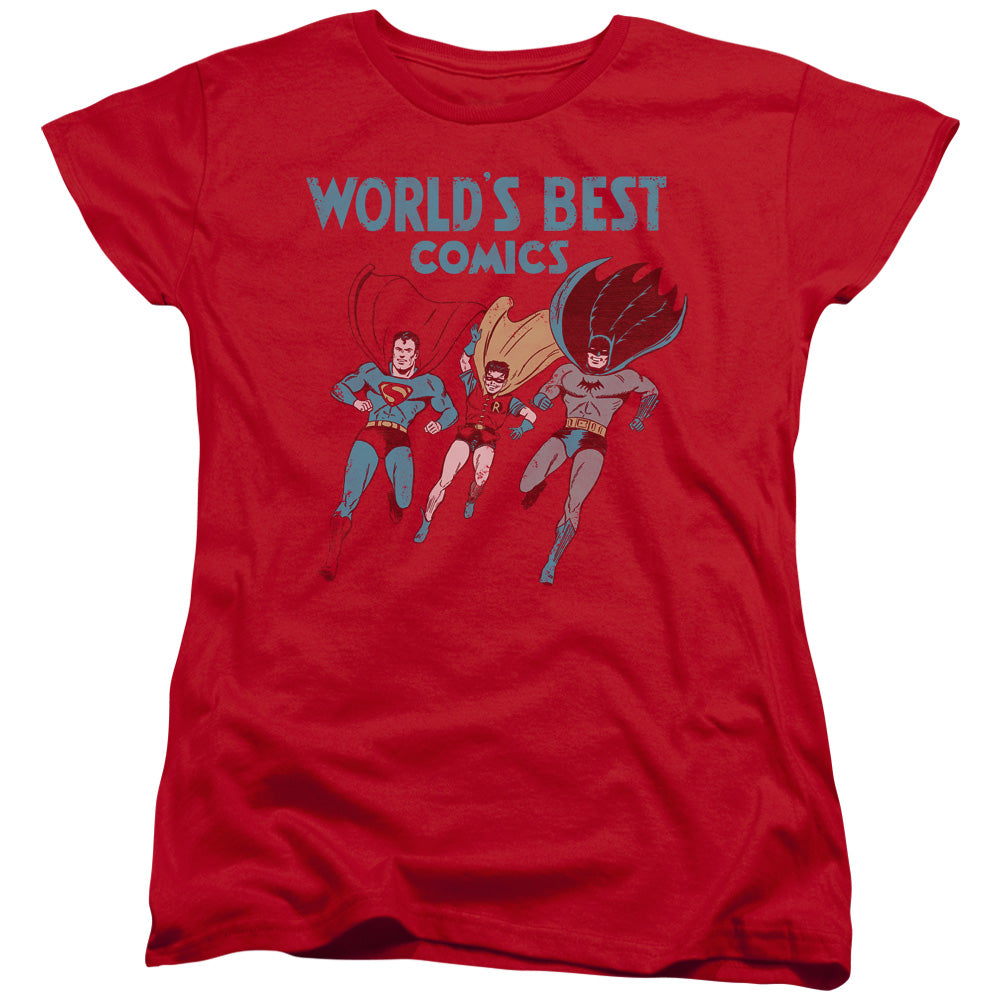 Justice League Worlds Best Womens T Shirt Red Officially Licensed