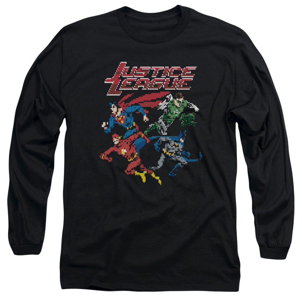 Justice League Pixel League Mens Long Sleeve Shirt Black Officially Licensed