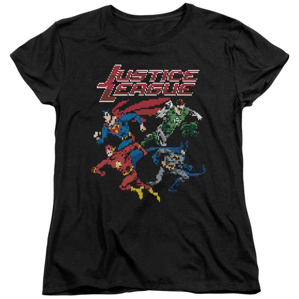 Justice League Pixel League Womens T Shirt Black Officially Licensed
