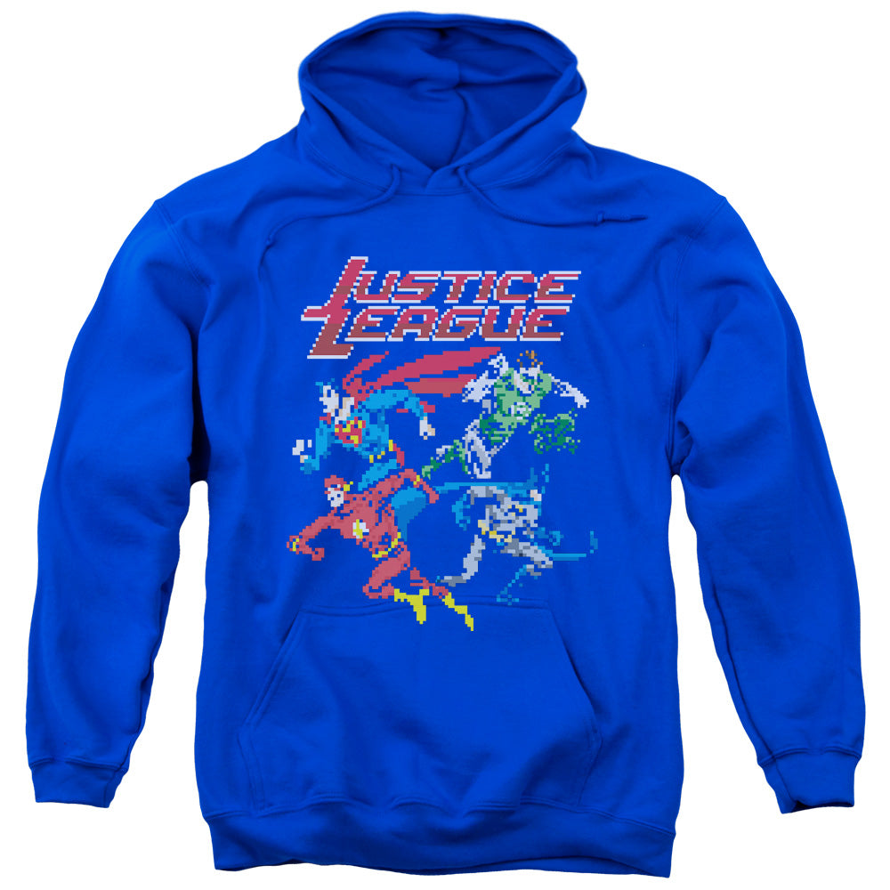 Justice League Pixel League Mens Hoodie Royal Blue Officially Licensed