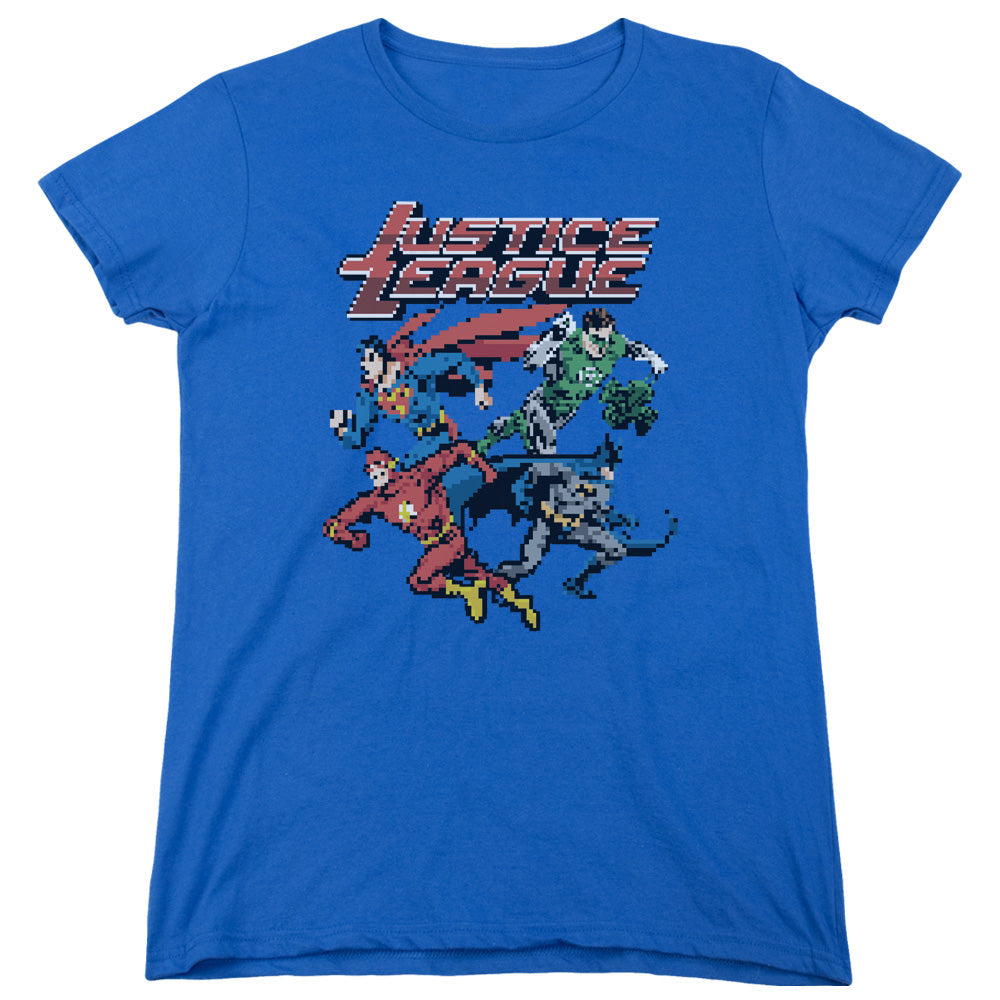 Justice League Pixel League Womens T Shirt Royal Blue Officially Licensed