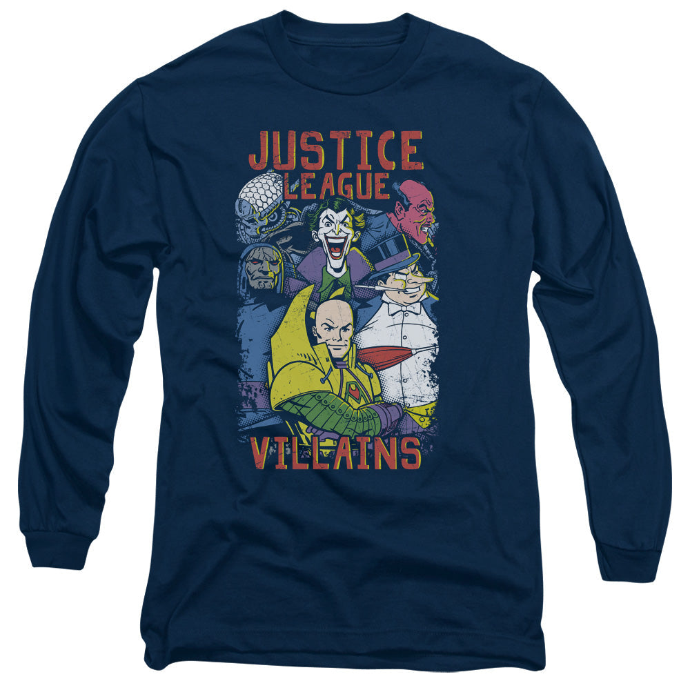 Jla Justice For America Mens Long Sleeve Shirt Navy Officially Licensed