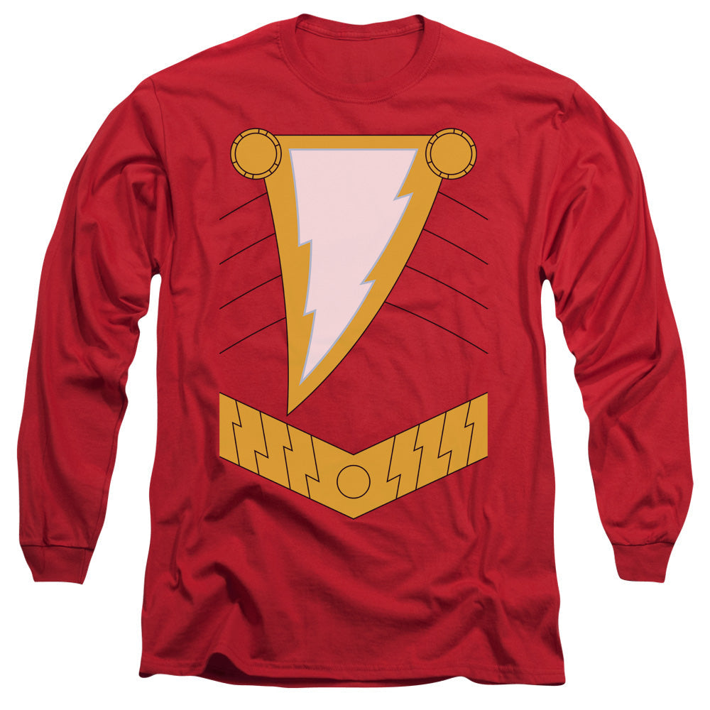 Justice League Shazam Mens Long Sleeve Shirt Red Officially Licensed